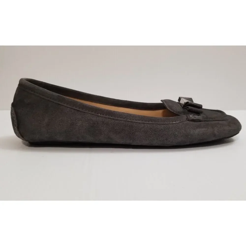 Michael Kors Women's Suede Flats Moccasins Gray Casual Caroline Size 8.5 M EUC